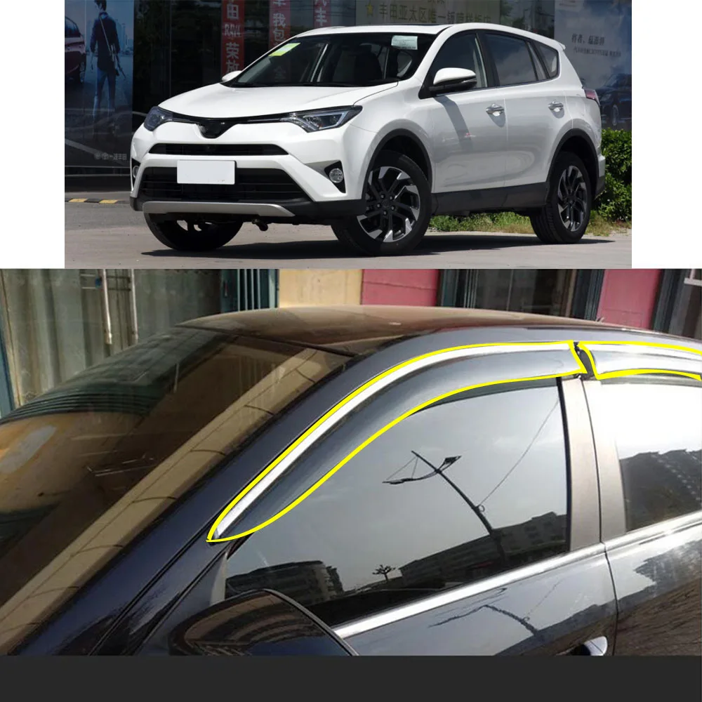 

Car Styling Sticker Plastic Window Glass Wind Visor Rain/Sun Guard Vent For TOYOTA RAV4 XA40 2013 2014 2015 2016 2017 2018