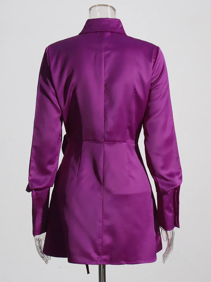 VGH الصلبة المرقعة الدانتيل يصل التخسيس طيات فستان للنساء التلبيب كم طويل عالية الخصر مزاجه فساتين أنثى موضة جديدة