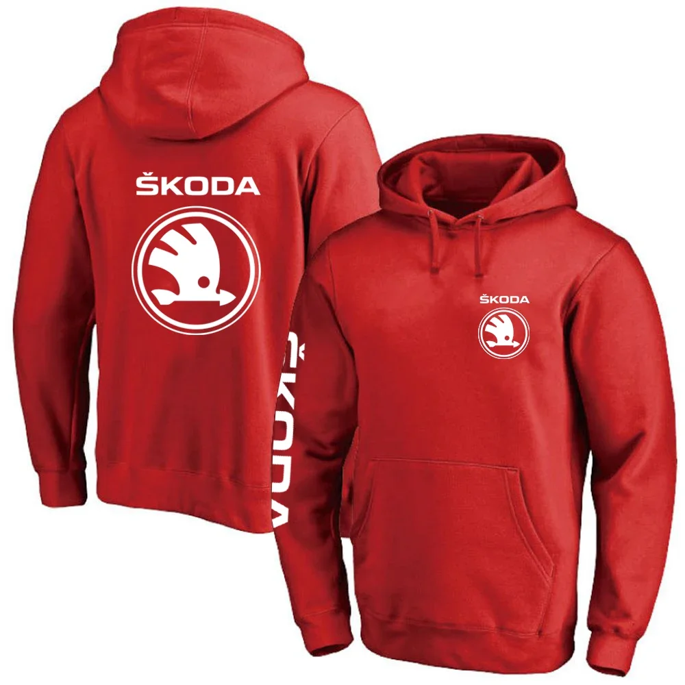 2023 New Men's Spring Autumn Skoda Car Logo Casual Harajuku Sweatshirt Printing Cotton Customize High Street Hoodie Jackets Coat