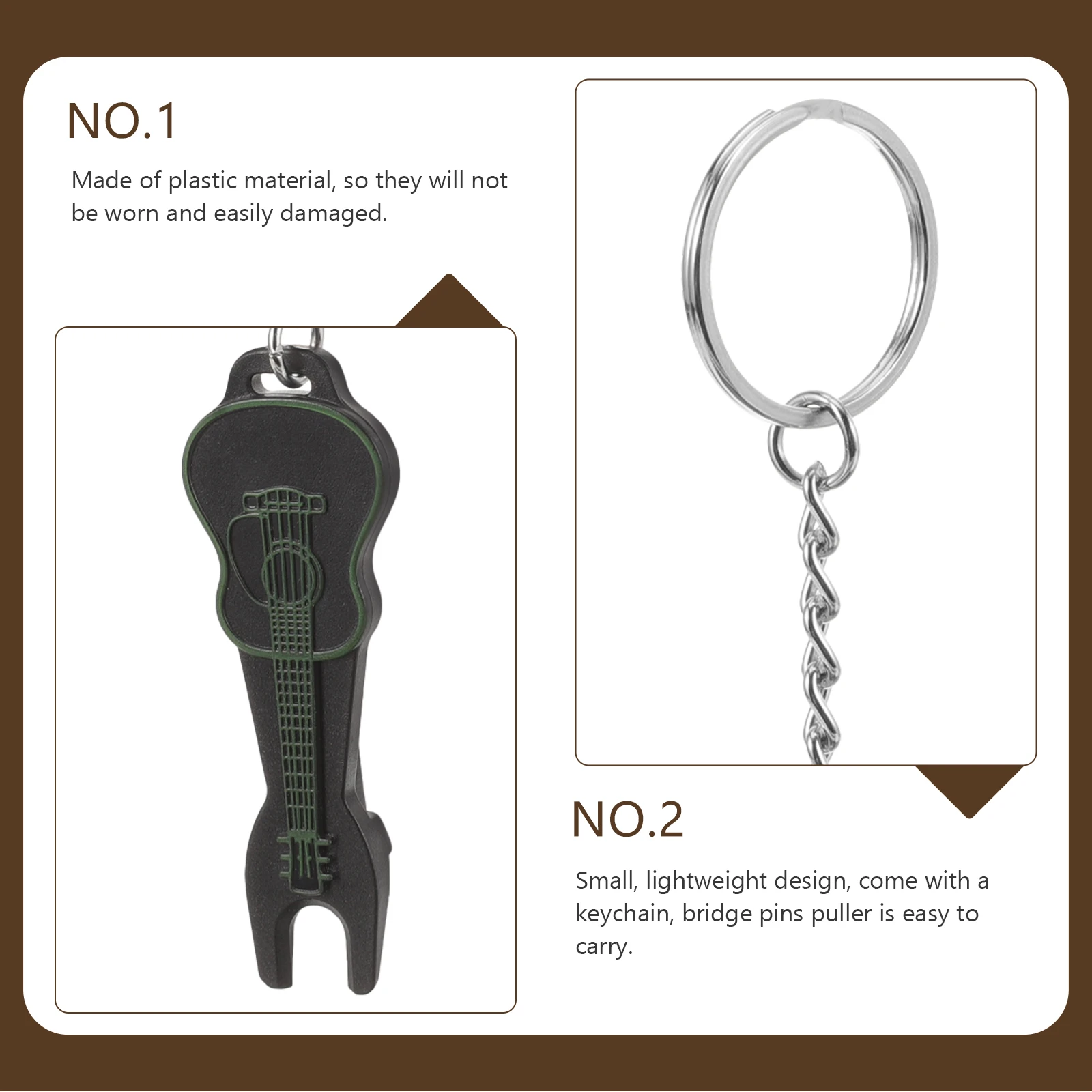 

4pcs Guitar Winder Tool Bridge Pin Remover Peg Puller For Acoustic String Change Lightweight Portable Keychain Comfort Grip