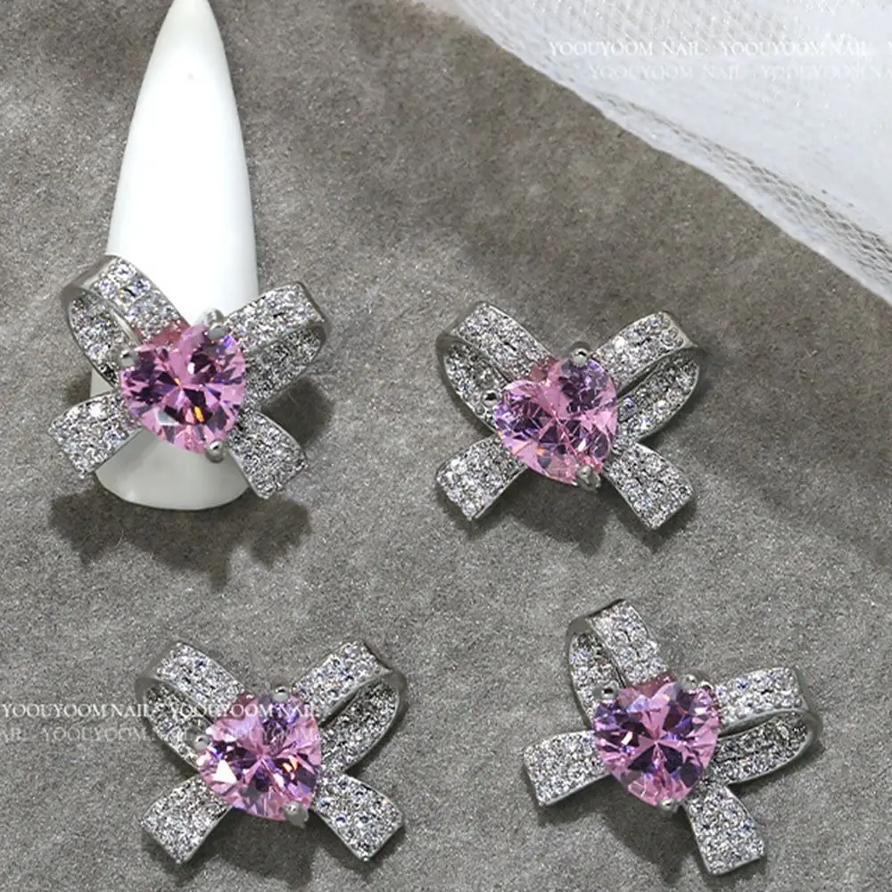 Zilver 3D manicure sieraden nagel charmes strik kristal nagel steentjes vlinder mode nagel kunst decoratie versieren