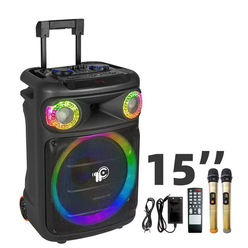 J1506 Latest Speaker Box 15 inch speaker Big TWS trolley Speaker With Adapter