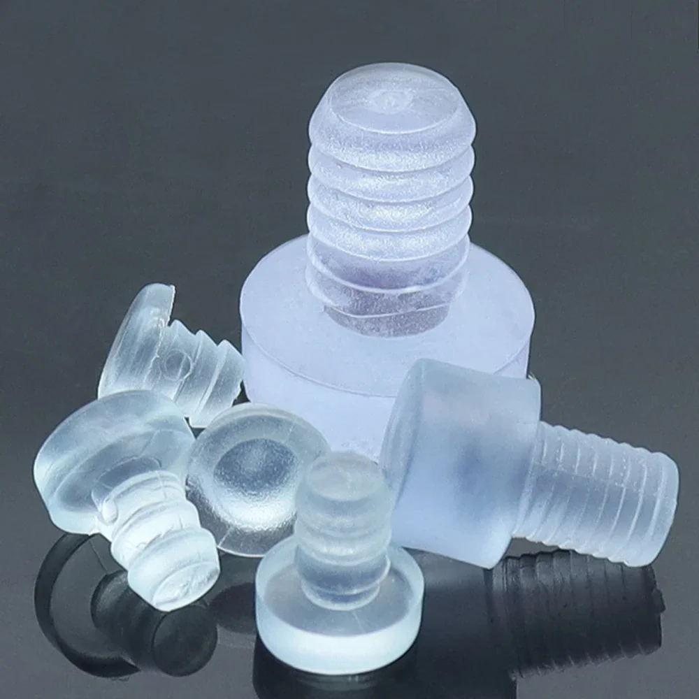 10/20/50/100pcs Clear Furniture Embedded Bumpers Glass Table Feet Soft Thread Chair Leg Stem Bottom Pad Floor Protect Anti-noise