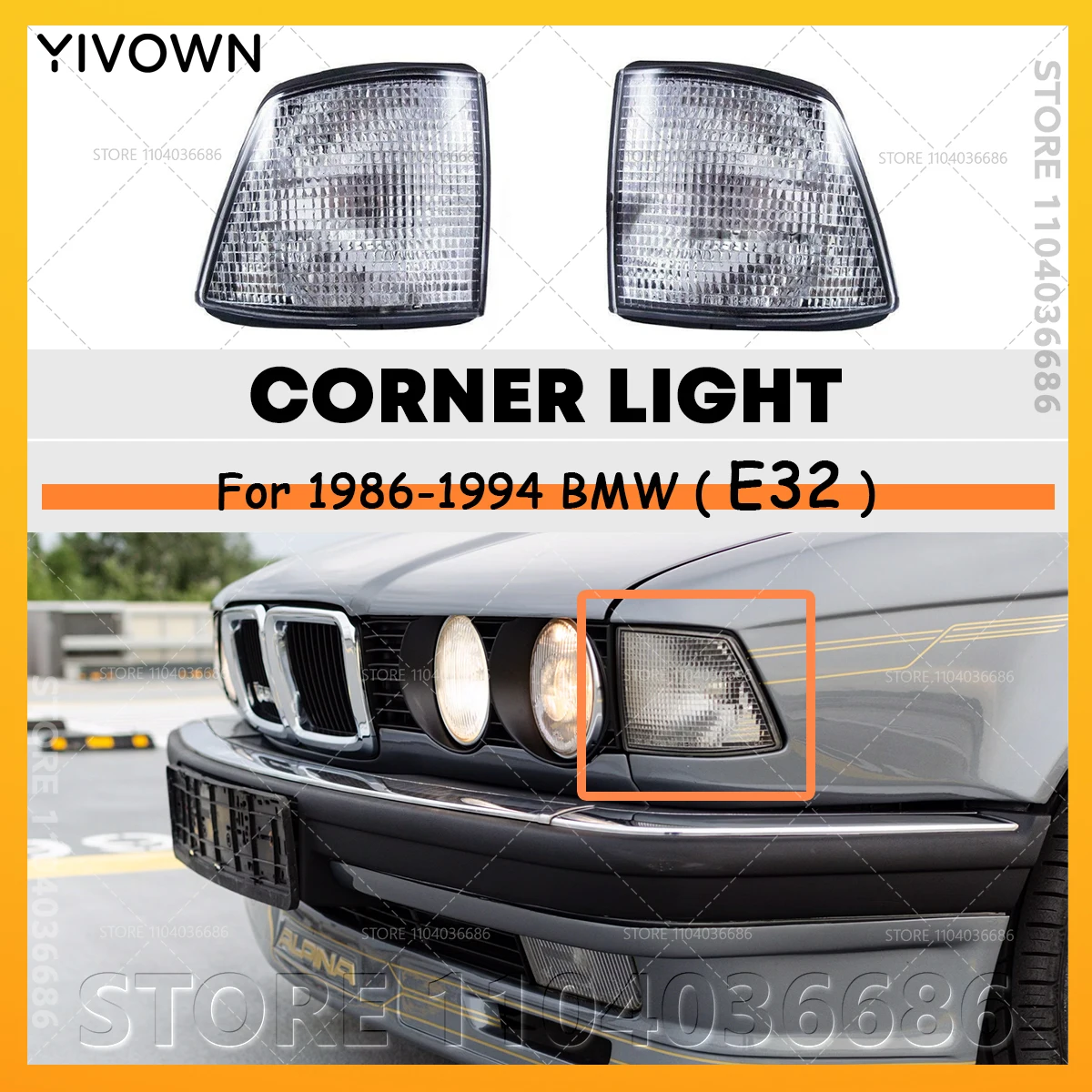 

For 1986-1994 BMW 730i 735i 740i 750i (E32) Front Bumper Corner Light Turn Signal 63171374011 63171374012