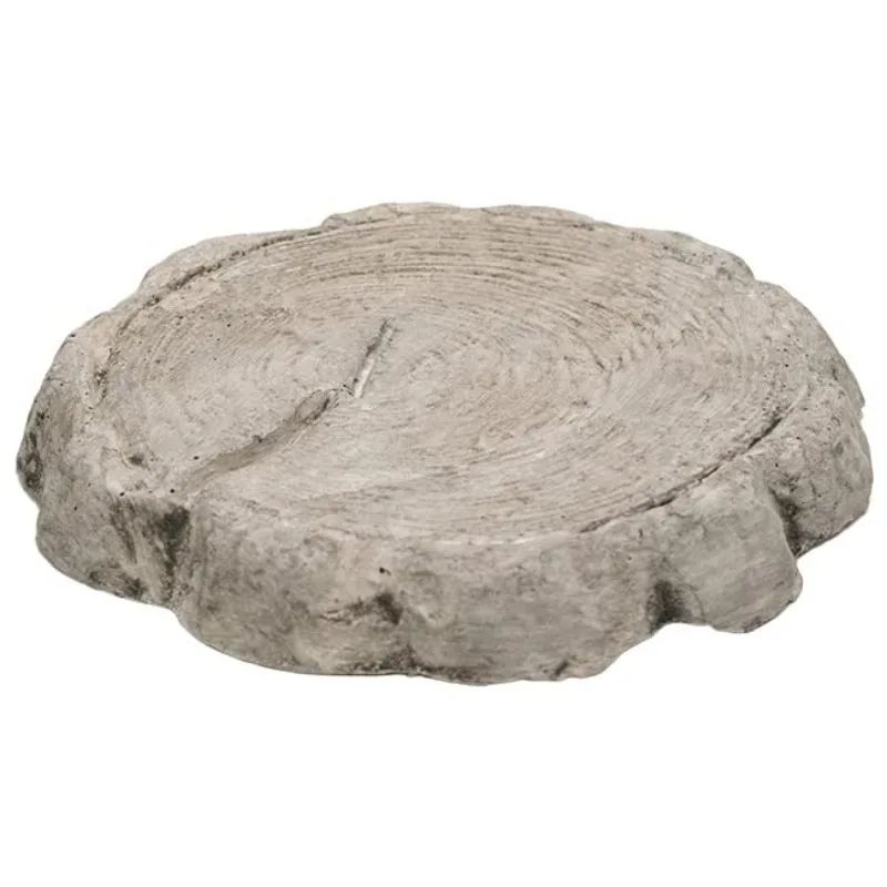 

Gray Concrete Log Slice Stepping Stone for Garden Path Outdoor Indoor Use Rustic Woodland Look