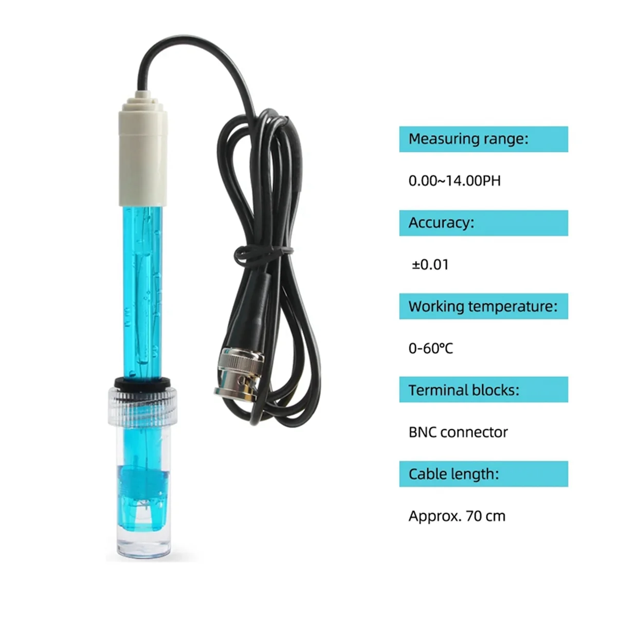 BABQ PH Replacement Probe with BNC Interface 300cm Cable 0-14 PH Q9 Probe Controller Oxidation-Reduction Potential Sensor
