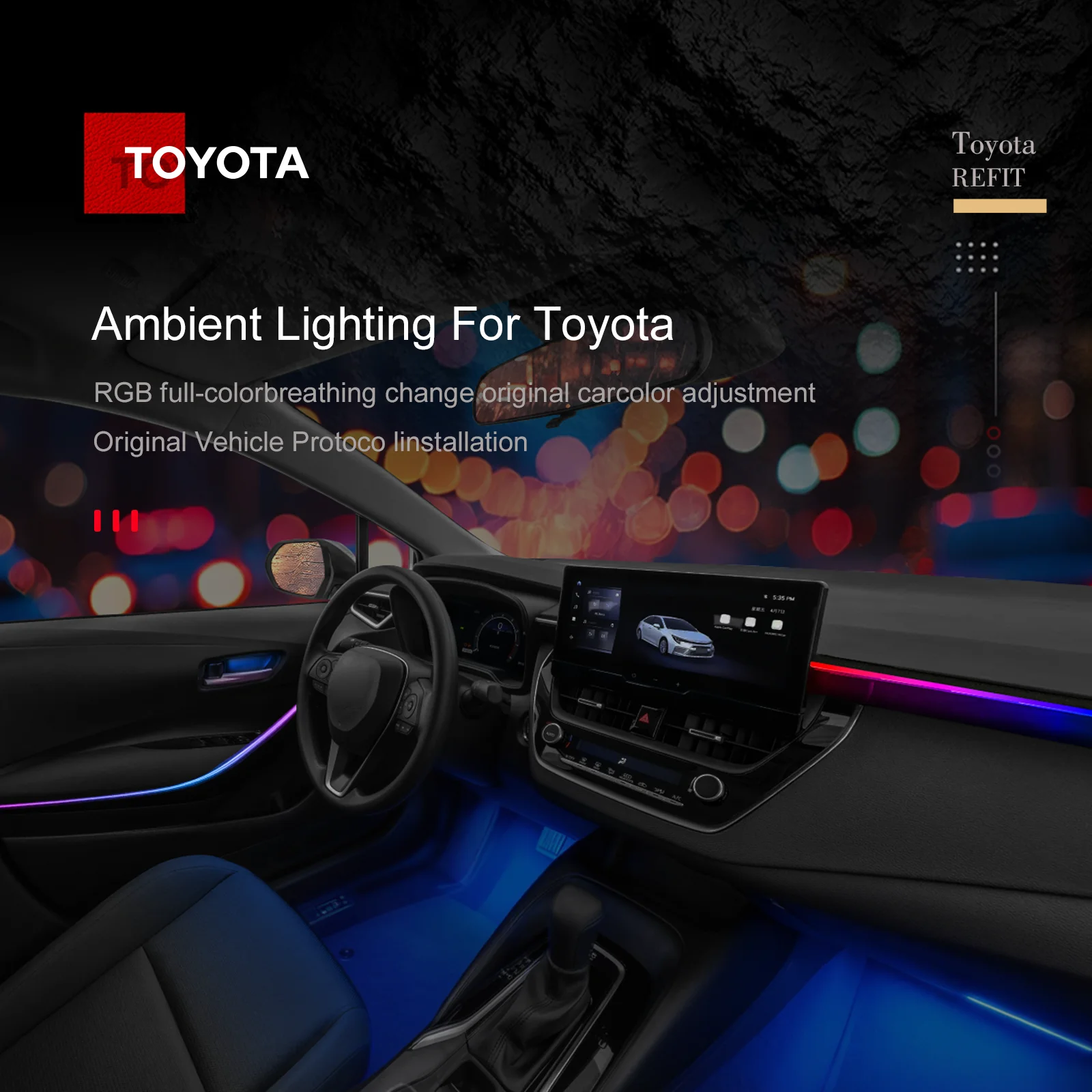 Custom Ambient Light Kit for Corolla Levin 2019–2024 and For Allion Ling Shang 2021–2024 1:1 OEM Mold Vehicle-Specific Fit