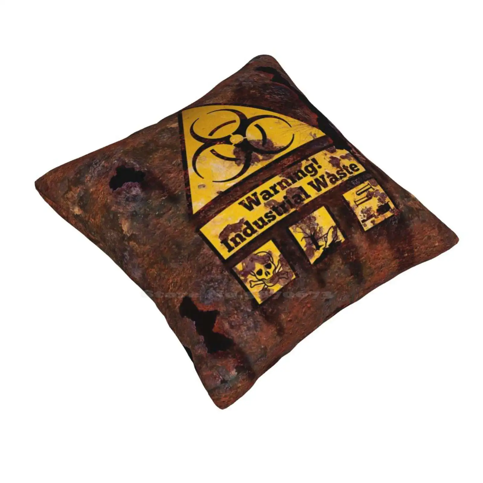 Warning-Industrial Waste! Biohazard! Home Sofa Car Waist Throw Pillowcase Industrial Waste Toxic Deadly Radio Active Rusty Old