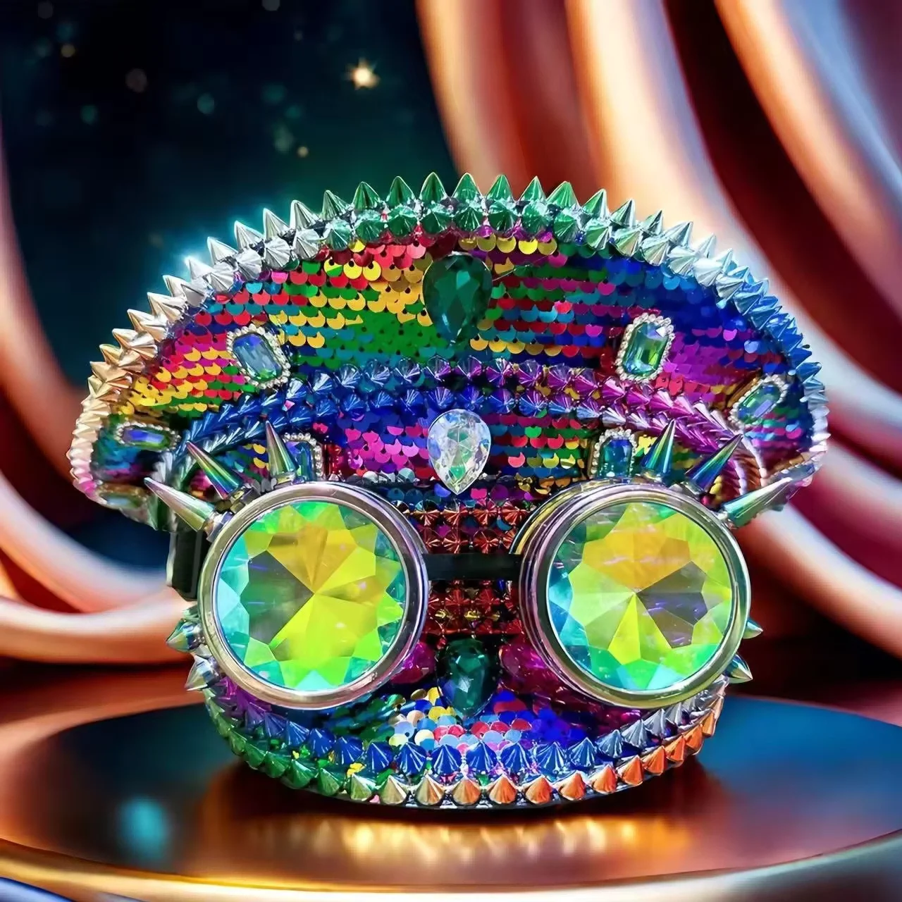 Steampunk Festival Captain Hat Rhinestone Goggles Unisex Adult Sequin Anime Accessories Music Festival Cosplay Cap