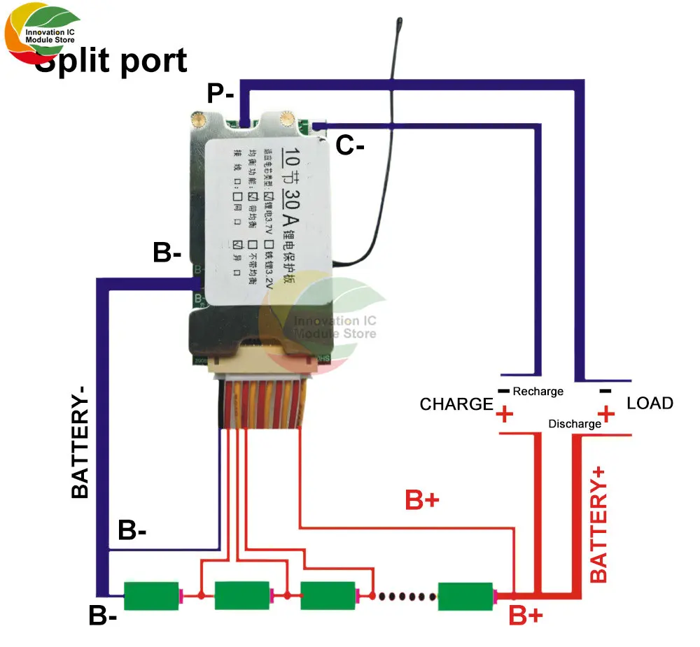 Scheda di protezione agli ioni di litio 10S 36V 30A cella agli ioni di litio 18650 protezione della batteria scheda PCB BMS con bilanciamento per