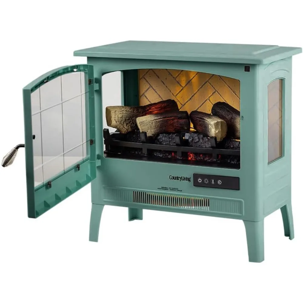 Infrared Freestanding Electric Fireplace Stove Heater in Mineral Blue | Provides Supplemental Zone Heat , Multiple Flame Colors