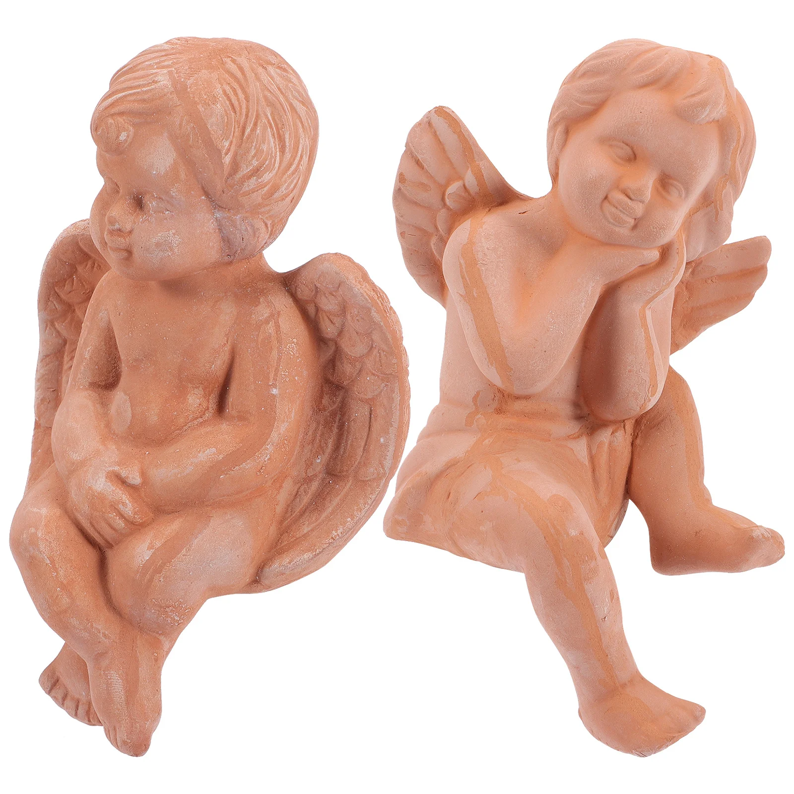 

2Pcs Adornment Pottery Angel Sculpture Home Decor Miniature Flowerpot Ornament Adornment Angels Statues