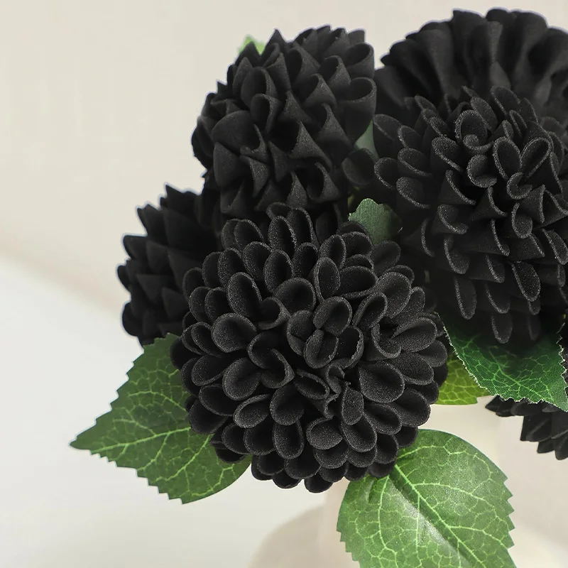 Artificial Dahlia Flowers 25pcs Real Looking Black Foam Fake Roses with Stems for DIY Wedding Bouquets Bridal Shower Centerpiece