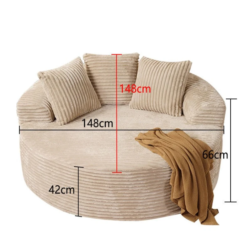 Vacuum Compression Sofa, Round Single Rabbit Plush Sofa, Pure Sponge Sofa Bed, Frameless Living Room Compression Sofa