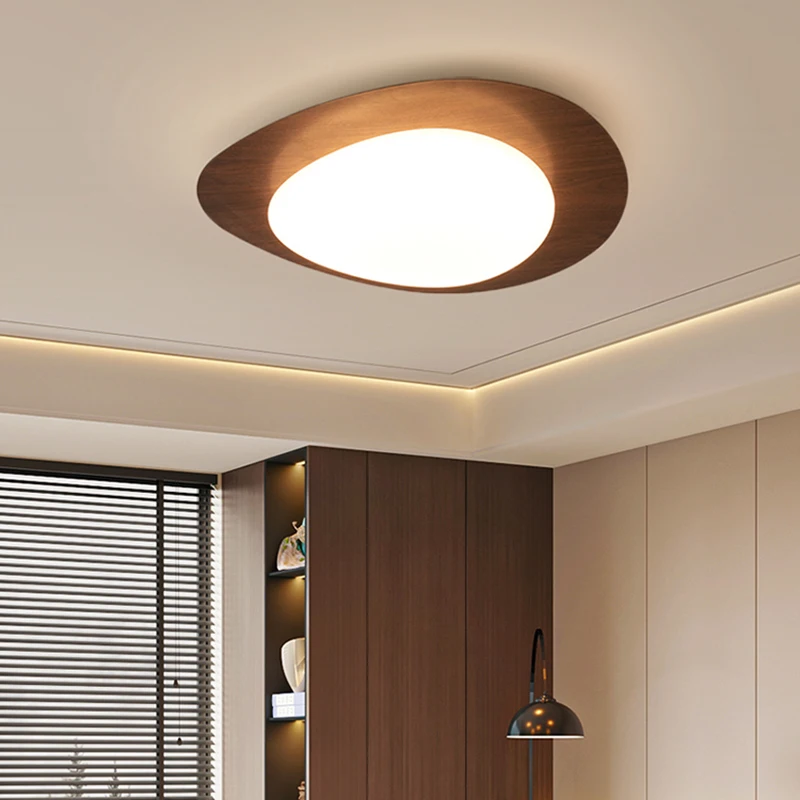 Minimalist Bedroom Light LED Nordic Ceiling Light Medium Antique Walnut Color Bedroom Book Room Balcony Light Retro