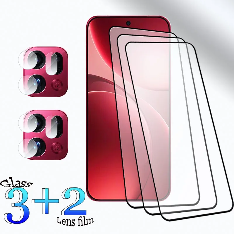 3 + 2 غراء كامل لهاتف OPPO Find X9 واقي شاشة 9H مقاوم للصدمات ومضاد للخدش من الزجاج المقسى + فيلم كاميرا ناعم X9