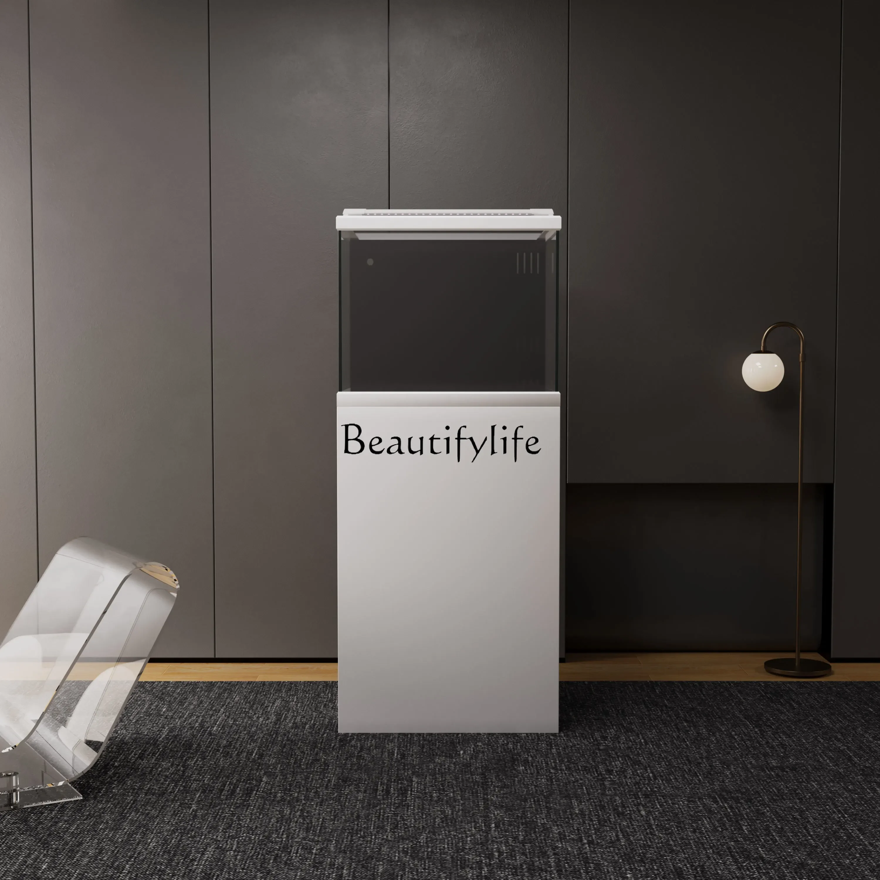 yj9 الحديثة الحد الأدنى الصغيرة الترا الأبيض أسفل تصفية الفائض الخلفي أسطوانة مربعة صغيرة حوض السمك البيئي #2