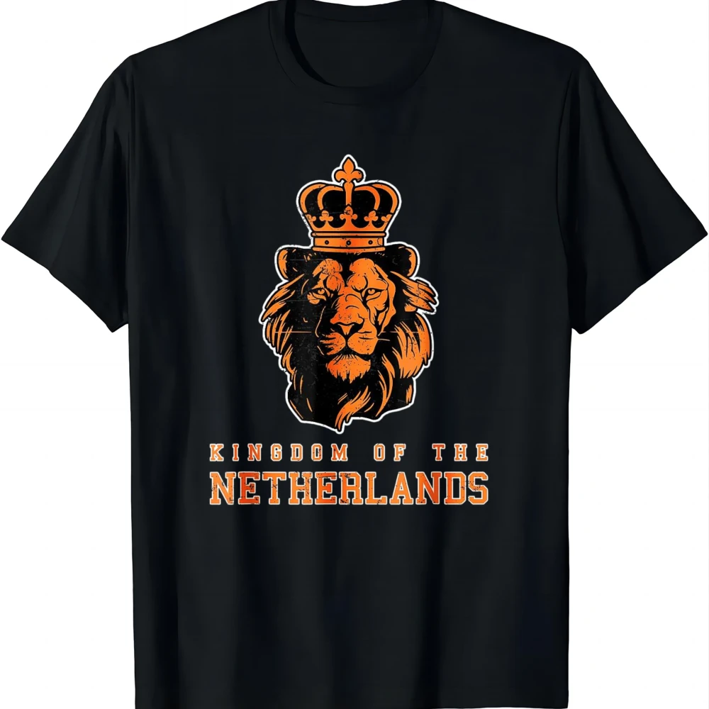 A Lion with Royal Crown Kingdom of Netherlands Vintage T-Shirt Unisex Summer Streetwear Tops Ropa Hombre Harajuku