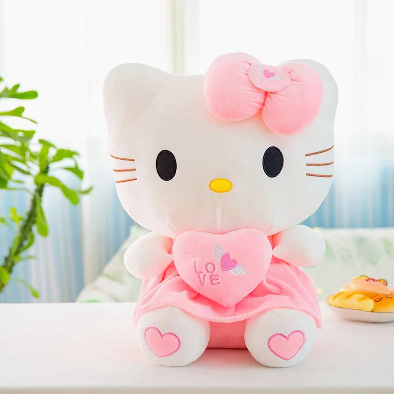 

50 см Sanrio Kawaii Hello Kitty Большие плюшевые игрушки аниме мультфильм милое сердце строительные куклы домашний декор детские подарки на день рождения