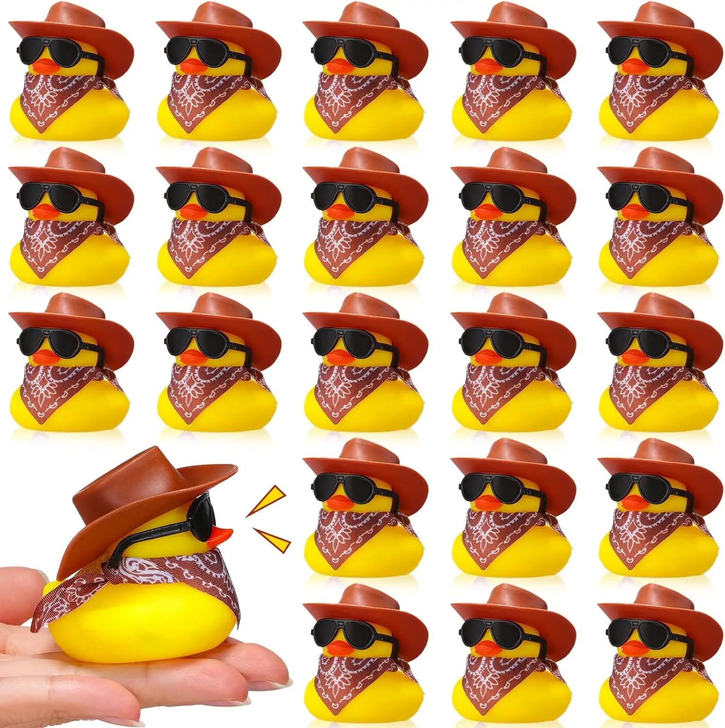 

6/12/24/48 Set Cowboy Rubber Duck Mini Yellow Duckies Party Toy Tiny Ducks Toy for Summer Birthday Swimming Party Favor