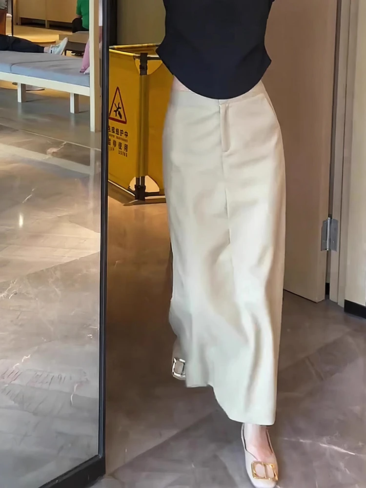 

Новая весенняя коллекция: Корейский дизайн, эффект стройности, длинная прямая юбка-труба, женская юбка миди А-силуэта с высокой талией