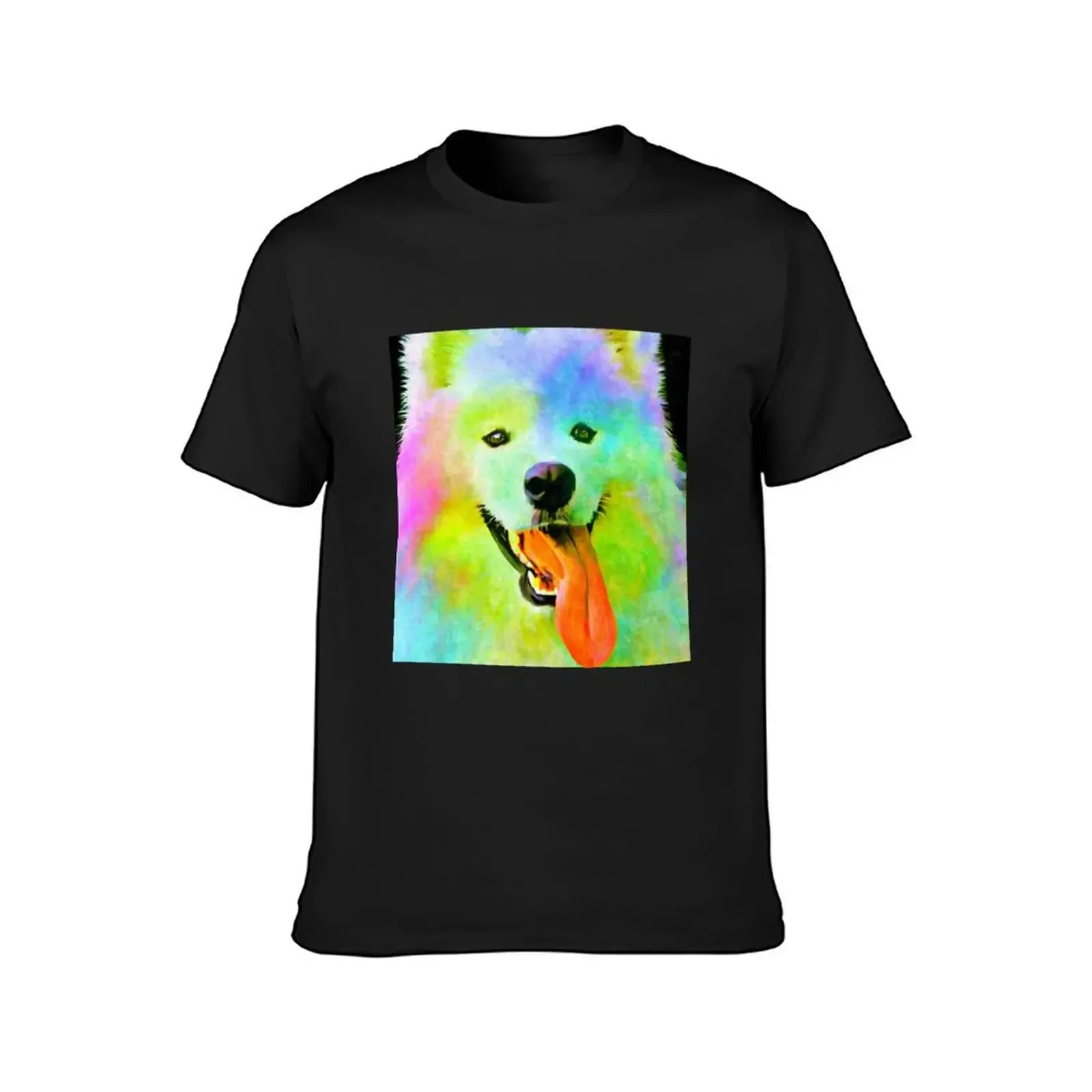 Colorful Samoyed T-Shirt man clothes blue archive clothing for men