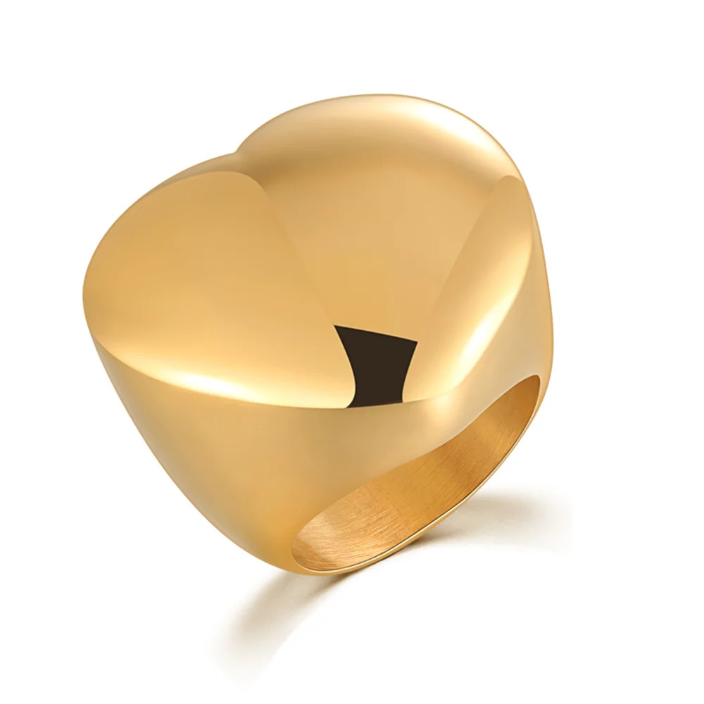 

Punk Big Heart Rings Female Gold Color 316L Titanium Stainless Steel Cocktail Rings for Women Party Jewelry Anillos Mujer 2025