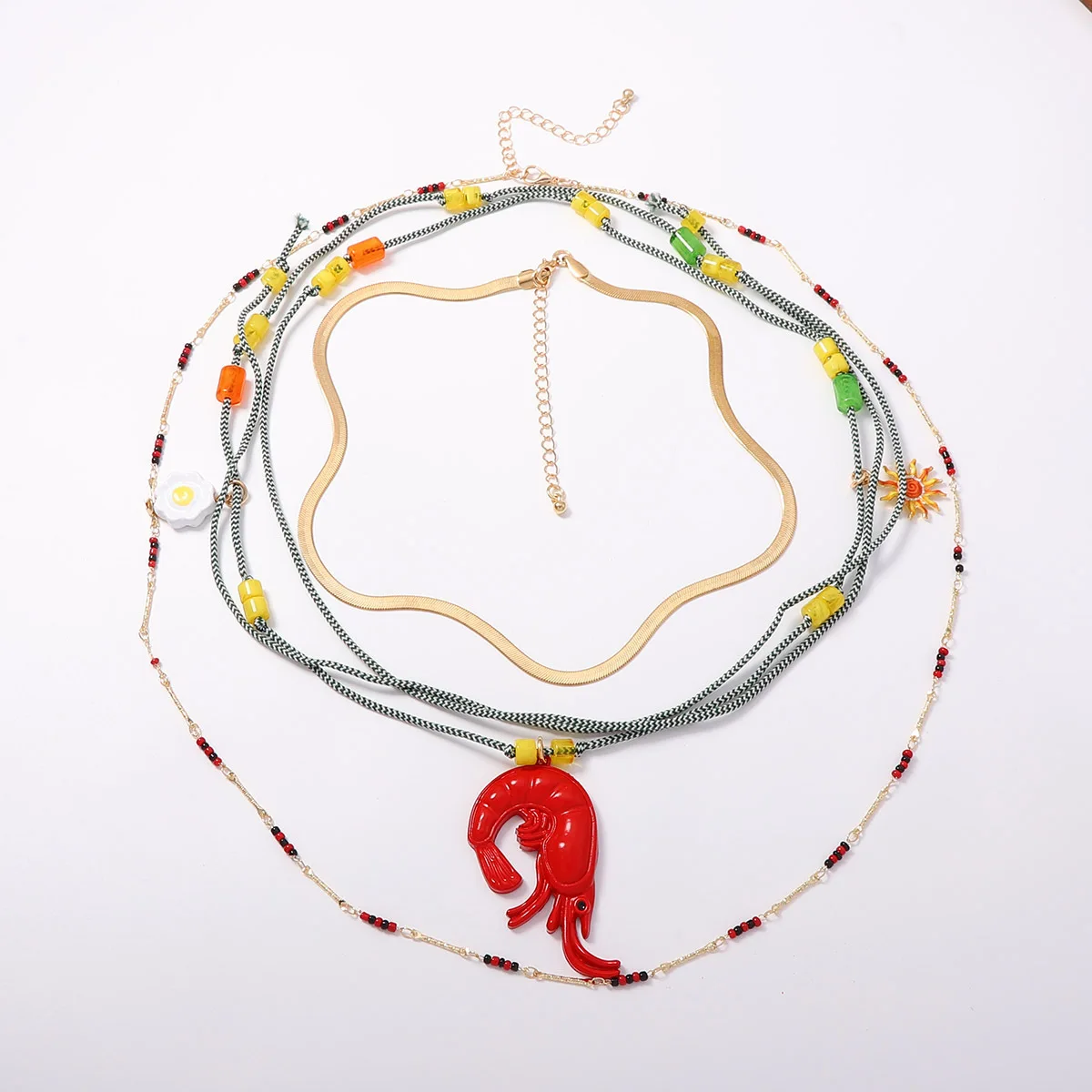 Beach Vacation Red Starfish Pendant Layered Necklace For Women Stackable Choker Ocean Sea Creature Charm Holiday Travel Jewelry