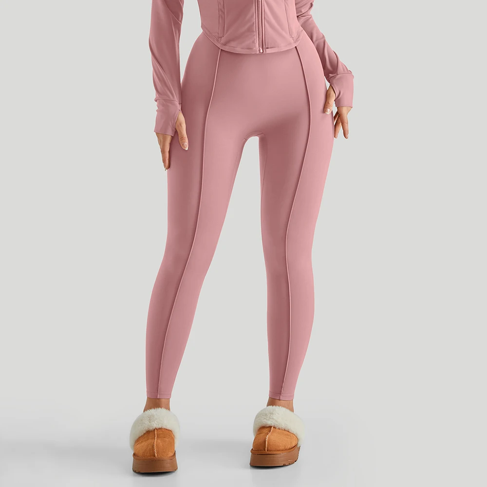 Leggings mit hoher Taille für Damen, dehnbare, hochelastische Yogahose, Gym-Tights, Push-Up-Fitness-Laufsportbekleidung, solide, nahtlose Hose