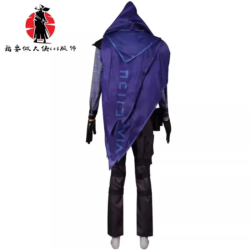 Game Valorant Cosplay Omen Cosplay Costume Cloak Gloves Combat Uniform Adult Men Roleplay Outfits Male Halloween Party Custom