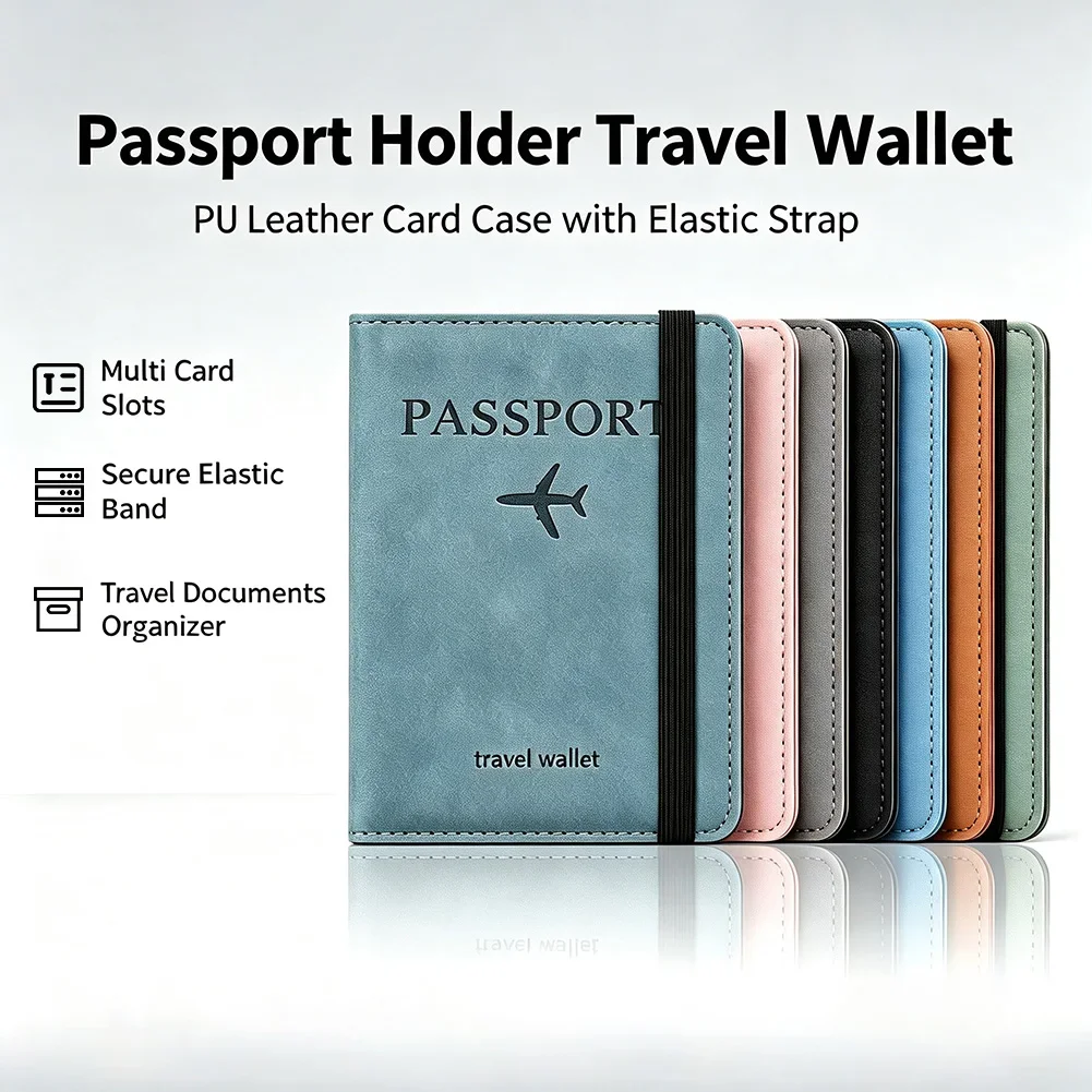 Vintage PU Leather RFID Blocking Passport Wallet Case Multi‑Function ID Bank Card Slots Practical Travel Accessory For Men Women