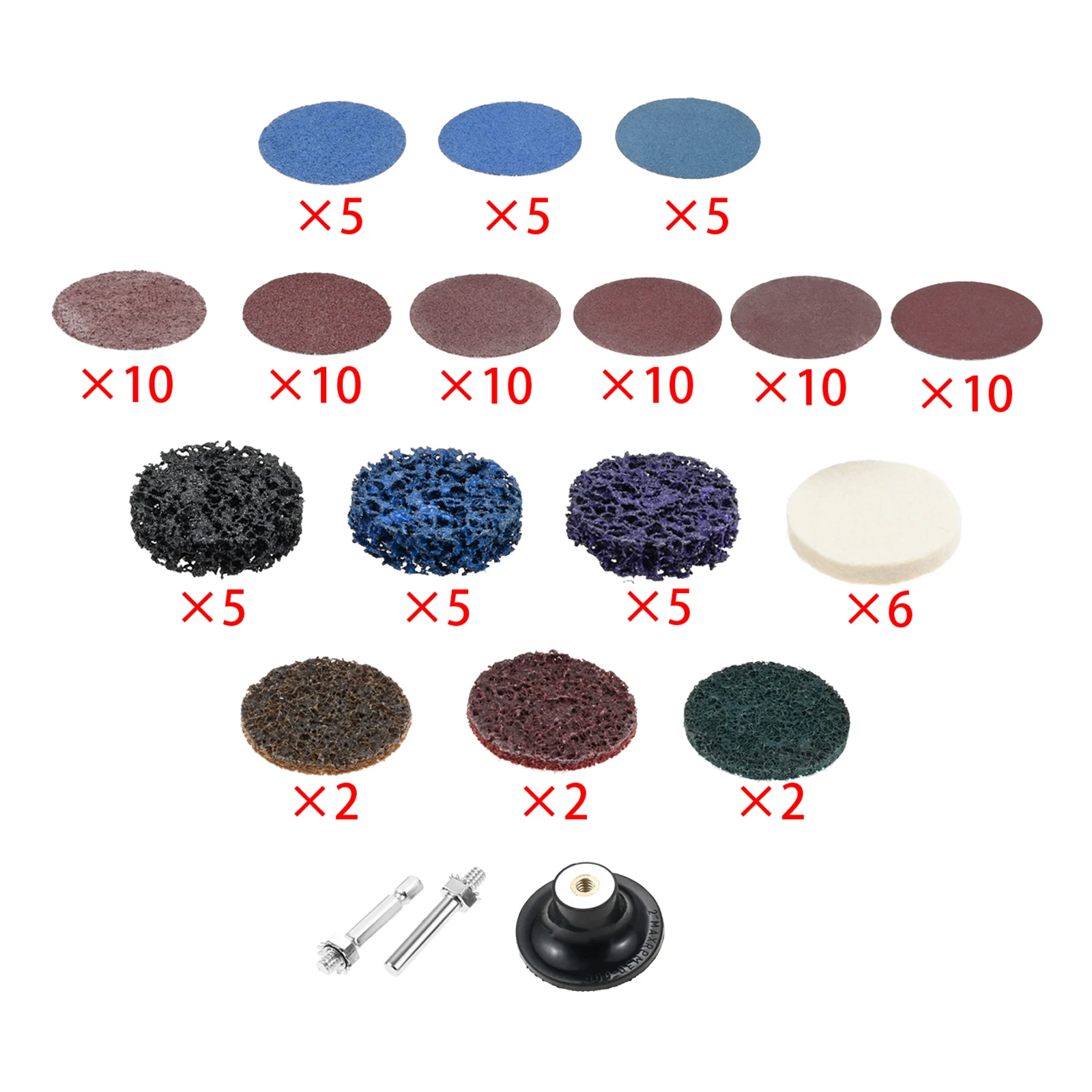 

106Pcs/kit 2 inch Sanding Discs Set with 1/4 inch Holder for Die Grinder Surface Prep Strip Grind Polish Burr Finish Rust Paint