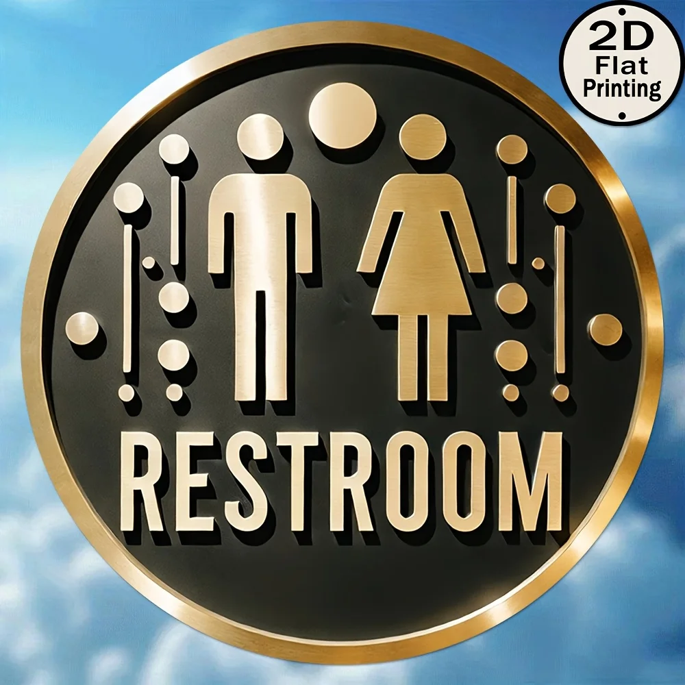 Vintage Toilet Sign Black Gold Wood Wall Plaque - Bathroom Decor Housewarming Gift