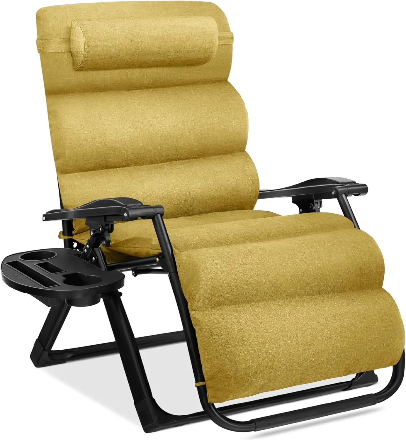 

Oversized Zero Gravity Chair, Folding Outdoor Patio Recliner, XL Anti Gravity Lounger w/Removable Cushion, Cup Holder, Side Tray