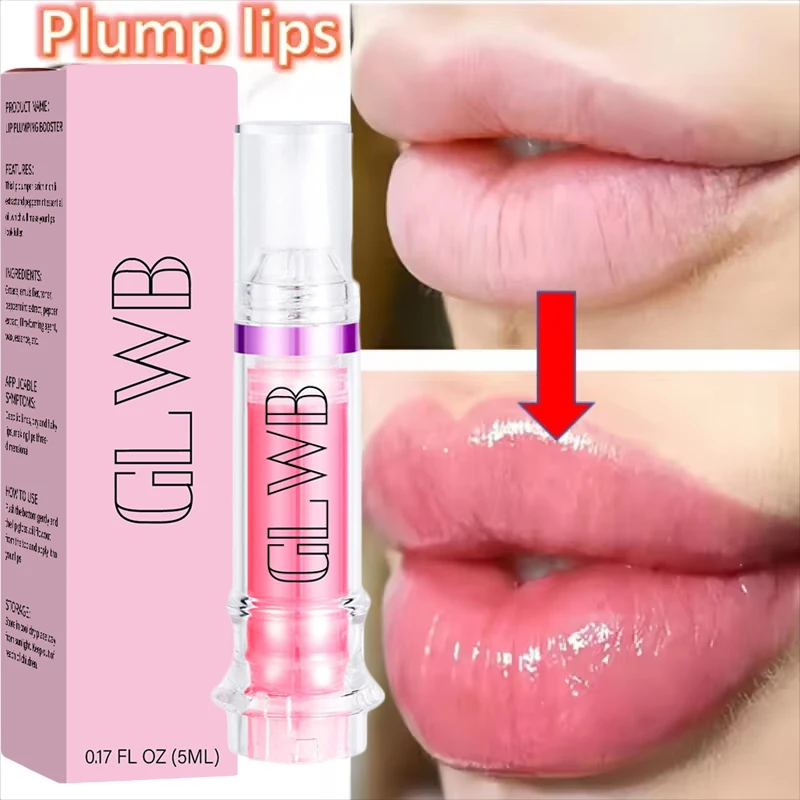 Lip Booster Plumping Serum Oil Hyaluronate Moisturizing Sexy Plump Products Enhancer Non-Irritating Brighten Fade Lines Care