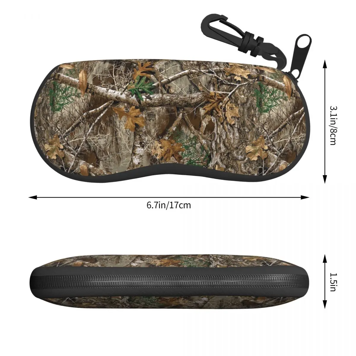 Custom Real Tree Camouflage Camo Pattern Eyeglass Glasses Case Men Women Soft Sunglasses Protective Pouch