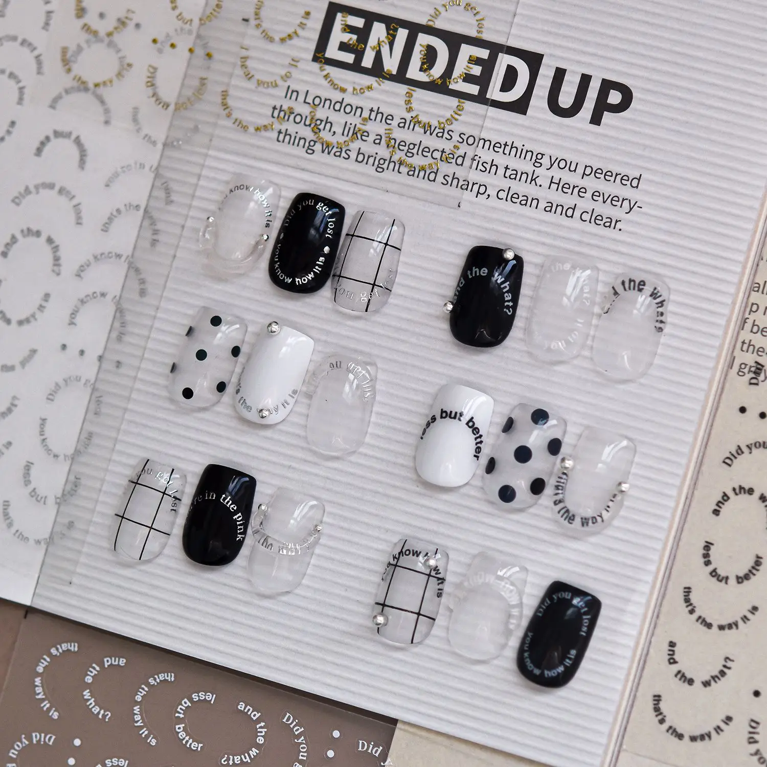 Metal Nail Stickers Sweet French English Letter Necklace Elegant Nail Charm Stickers Self adhesive Nail Art Sticker Decorations﻿