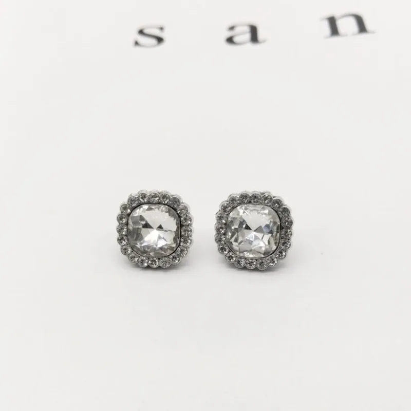 10 Pieces Pretty Diamond Buttons Fashionable Rhinestone 12mm Square Shank Buttons Woman Clothing Accessories