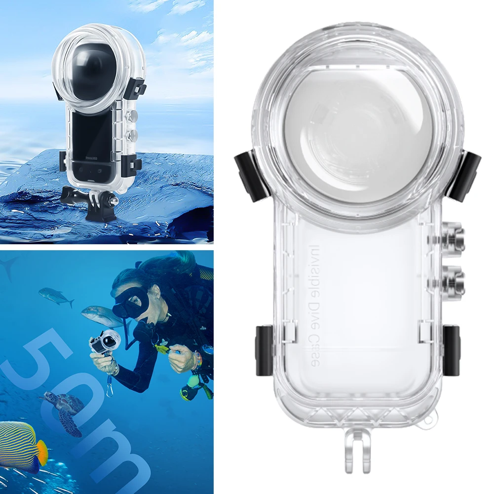 

50M Waterproof Housing Shell Fit for Insta360 X4 Action Camera Invisible Dive Case with Bracket Mount Adapter Accessories