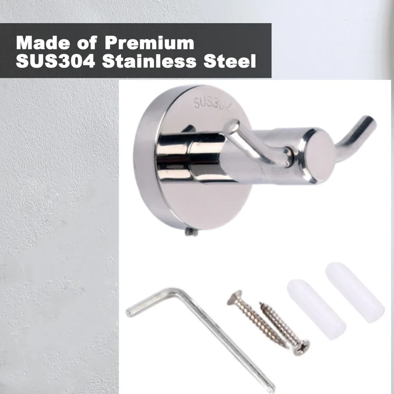 1PC Wall-Mounted Towel Clothes Hook Elegant Polished Chrome Metal Bathroom Accessory Easy Installation Motorhome Accessories