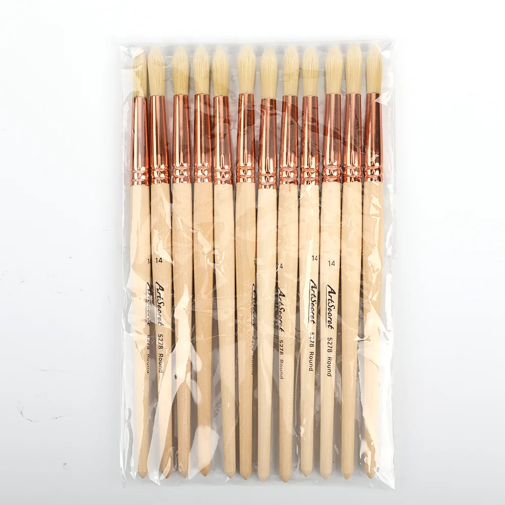 Artsecret 12PCS Hard Round Paint Brush Set Professional Art Brush For Acrylic Oil Painting Painting Accessory