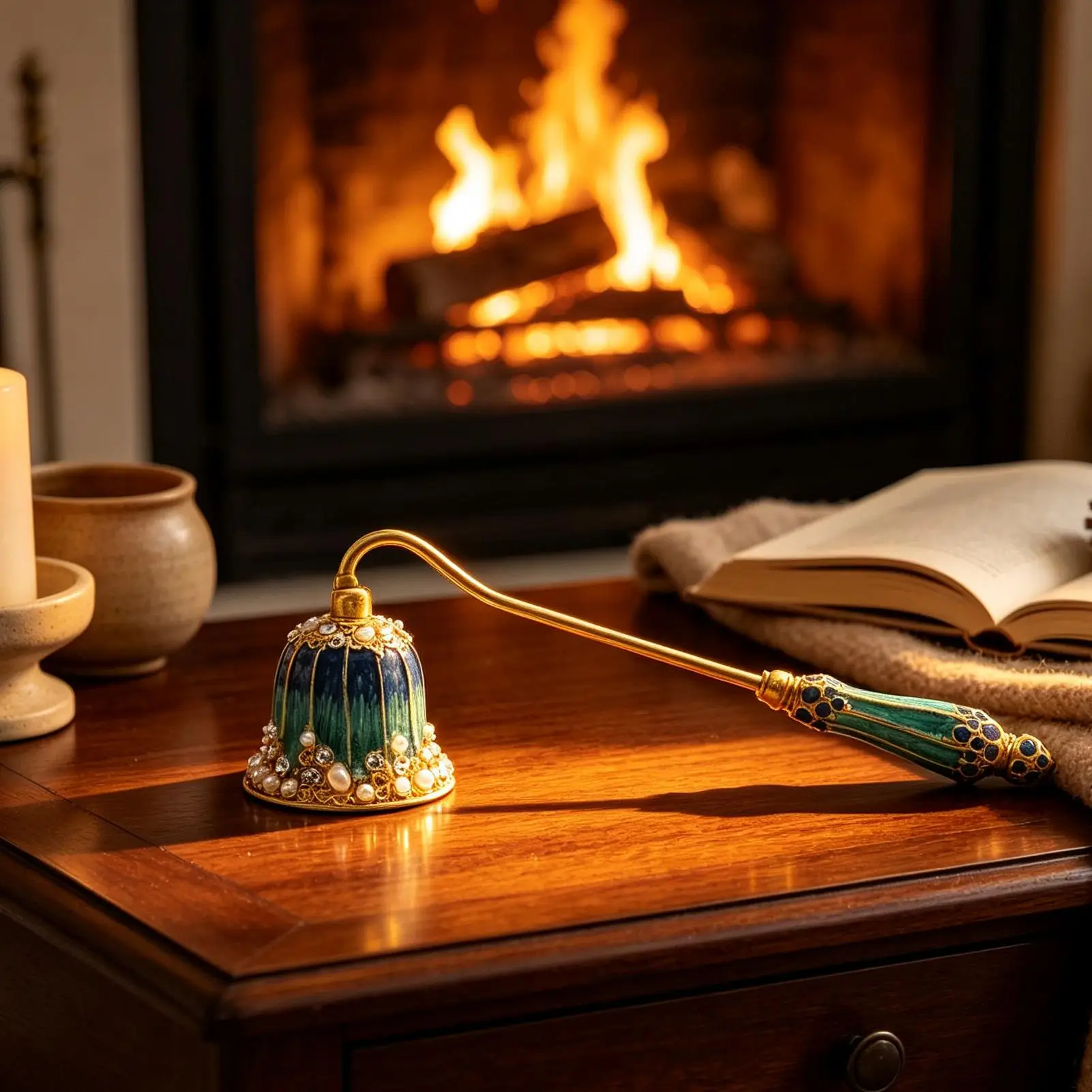 Candle Snuffer Flower Design Flame Extinguisher with Long Handle Candle Stopper for Home Living Room Hotel Restaurant Cafe Spa