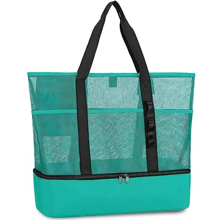 

Beach Bag with Cooler, Mesh Beach Bags for Women Sandproof for Pool and Swimming Travel Daily with Durable 8 Pocket