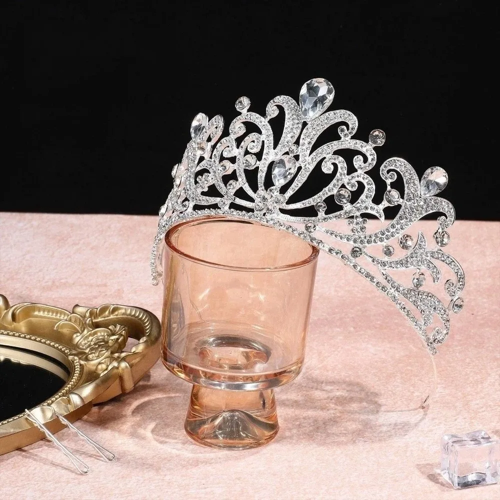 

Bar Mitzvah Crown Baroque Crystal Crown Hair Hoop Headband Metal Prince Crowns Korean Style Alloy Round Tiaras Girls Gift