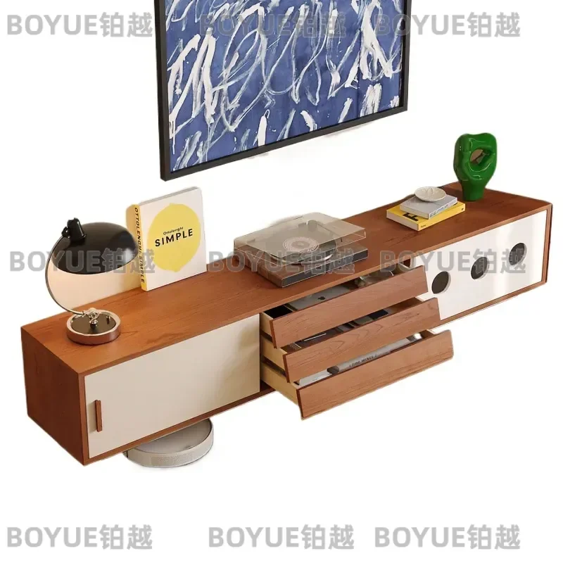 for Medieval Solid Wood TV Cabinet for Small Apartment Bauhaus Living Room Locker Memphis Color Matching Retro Cabinet
