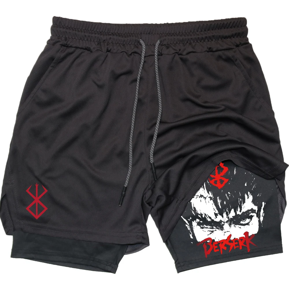 

Sacrifice Anime Gym Shorts Men Fitness 2 in 1 Performance Shorts Mesh Quick Dry Athletics Short Pants Summer Moisture Wicking