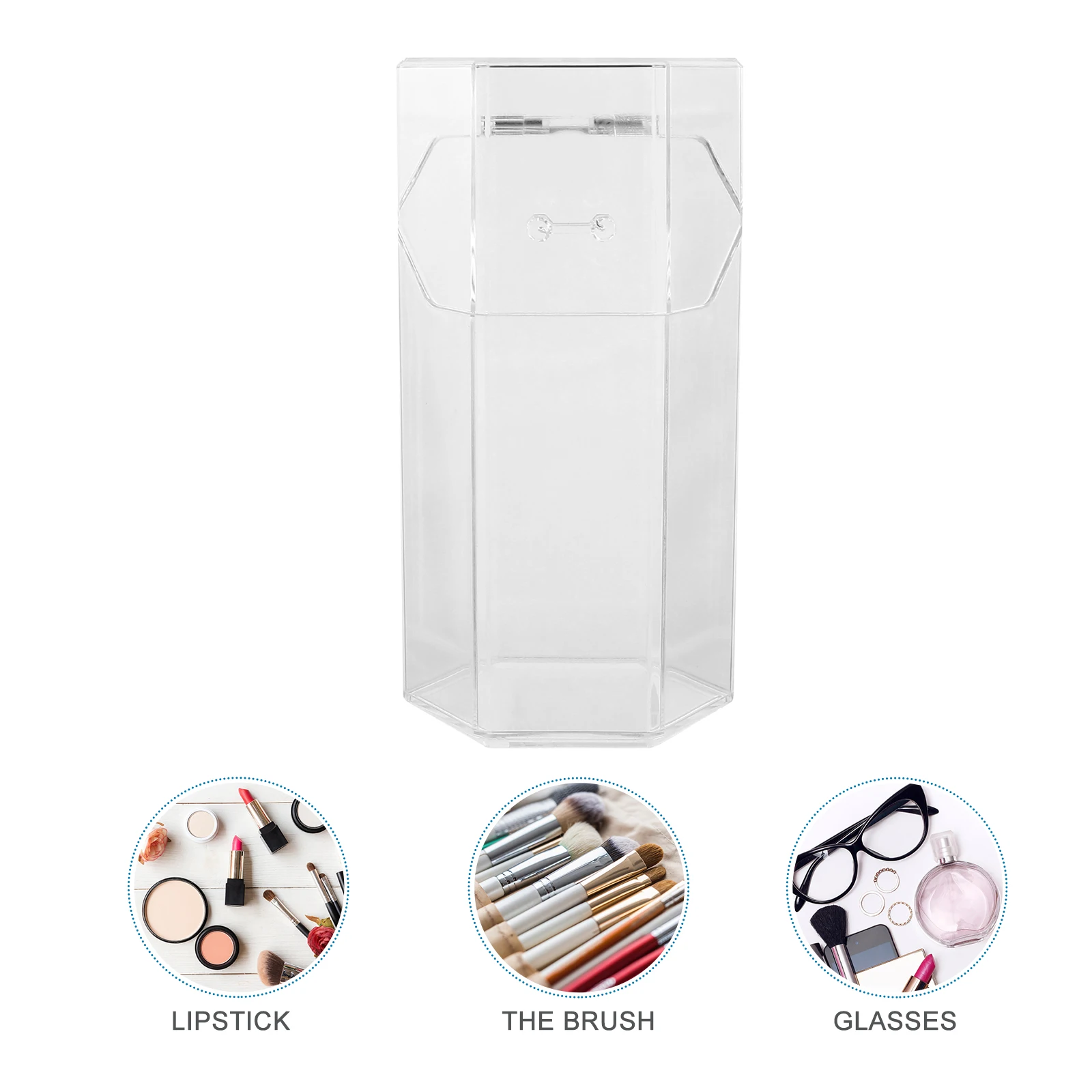 

Makeup Brush Container Desktop Storage Organizer Transparent Holder Jewelry Bucket For Women Multi-Function