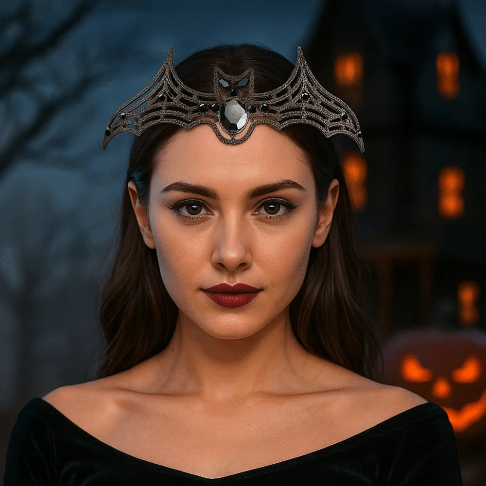 

Temperament Metal Halloween Bat Hairband Dark Multicolor Rhinestone Crowns Sparkling Cosplay Props Halloween Tiara Ladies