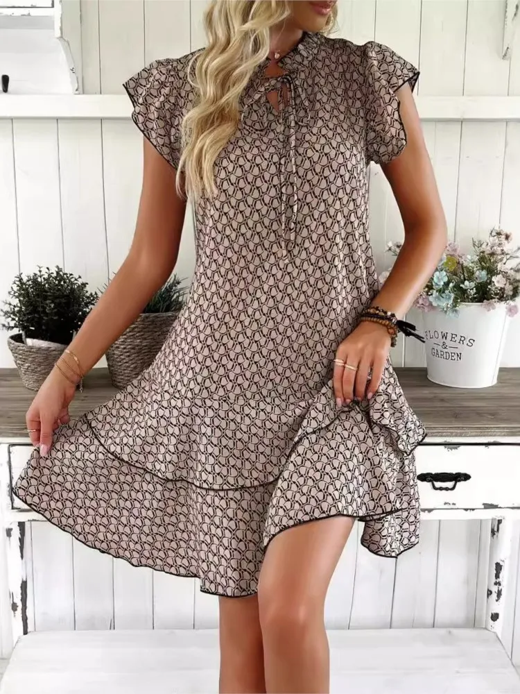 Zomer Boho Nieuw Voor Vrouwen Jurk Mode V-hals Print Elegante Casual Jurken Robe Femme Vestidos