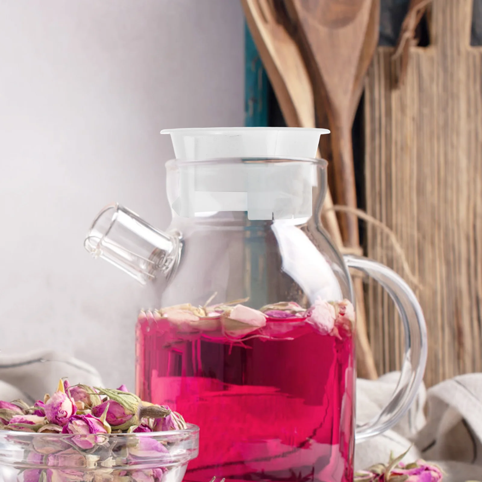 

6pcs Glass Water Pitcher Lids Replacement White Sturdy Plastic Carafes Fridge Storage Drink Dispenser Kitchen